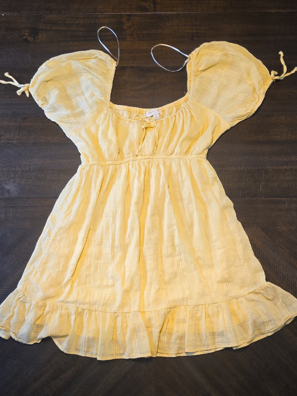 Sunny Yellow Puff-Sleeve Mini Dress with Ruffle Hem